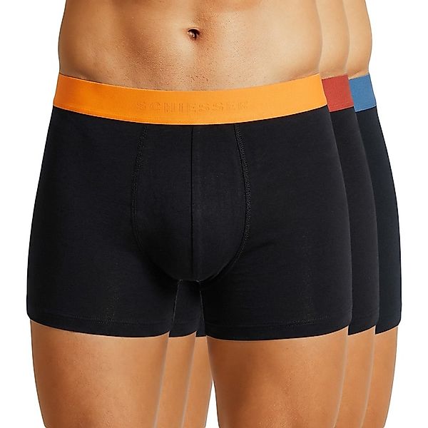 Schiesser 3-er Set Trunks Schwarz mit mehrfarbigen Webbund günstig online kaufen