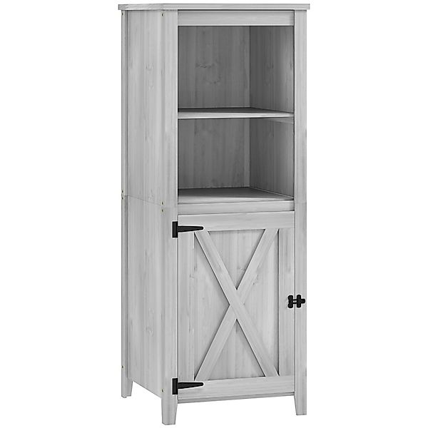Outsunny Gartenschrank Tannenholz Hellgrau 60L x 60B x 160H cm günstig online kaufen