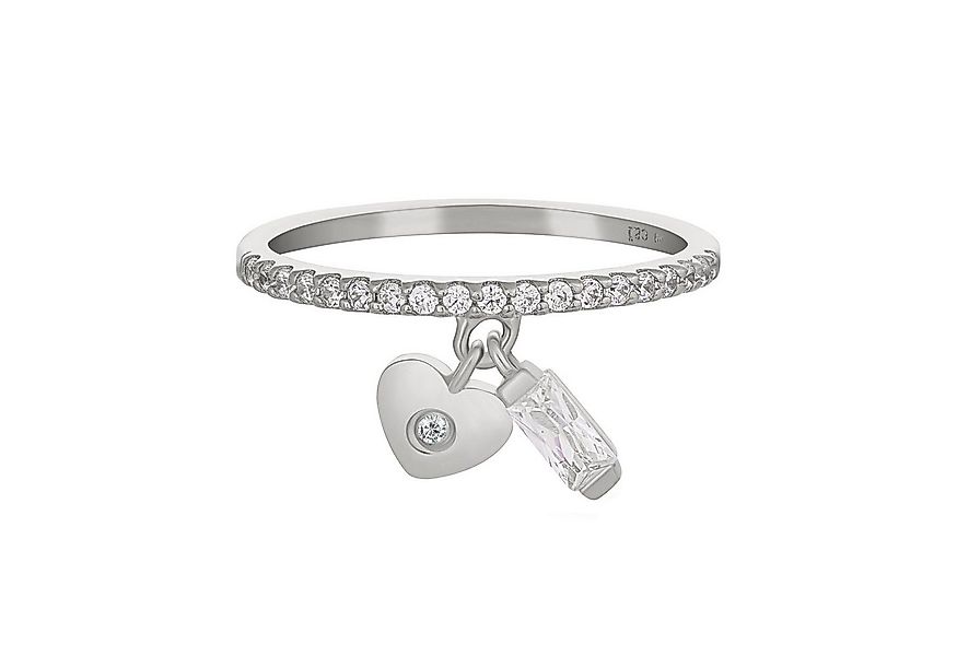 CAÏ Fingerring 925 Silber rhodiniert mit Anhängern Herz Zirkonia günstig online kaufen