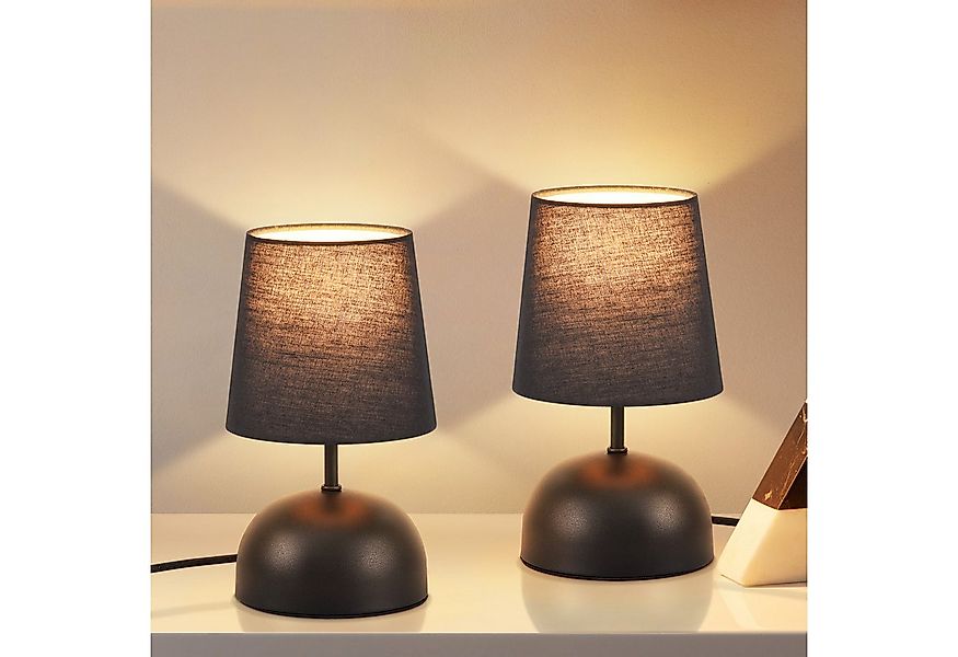 ZMH Tischleuchte Nachttischlampe Wohnzimmer 2ER Set mit Kabel Stoff Schreib günstig online kaufen
