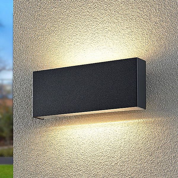 Lindby Kiban LED-Außenwandlampe in Dunkelgrau günstig online kaufen