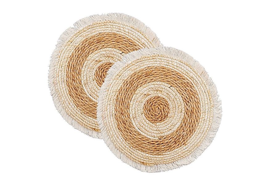 Levandeo® Platzset, 2er Set Platzmatte Ø38cm Natur Beige Boho Tischmatte Fr günstig online kaufen