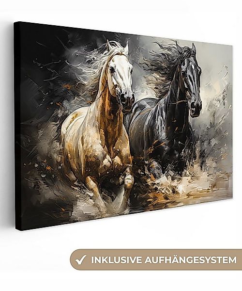 OneMillionCanvasses® Leinwandbild Pferde - Schwarz - Weiß - Tiere, Fotodruc günstig online kaufen