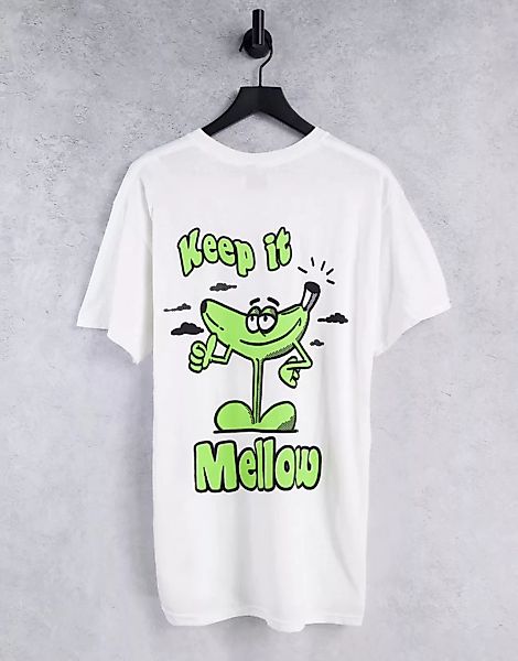 Topman – Oversize-T-Shirt in Weiß mit „Keep It Mellow“-Print vorne und hint günstig online kaufen