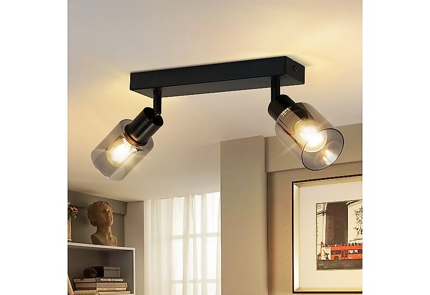 Nettlife Deckenstrahler Vintage Schwarz Glas E14 Retro Deckenleuchte Schwen günstig online kaufen