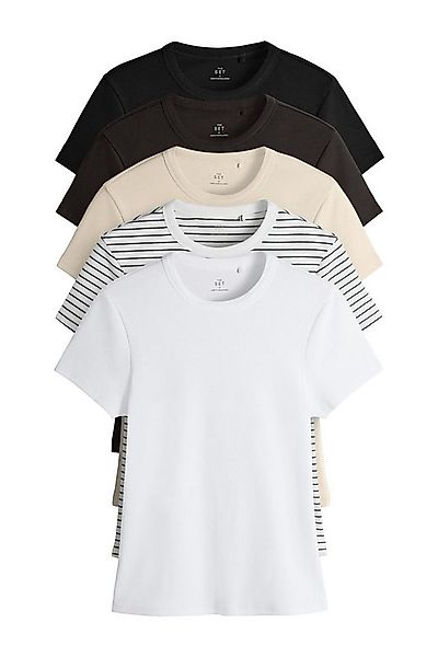 The Set T-Shirt The Set gerippte Kurzarm-T-Shirts, 5er-Pack (5-tlg) günstig online kaufen