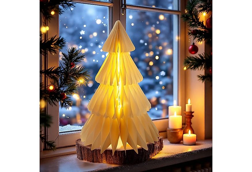 Spetebo LED Dekofigur Papier Tannenbaum mit LED Beleuchtung warm weiß - 30 günstig online kaufen
