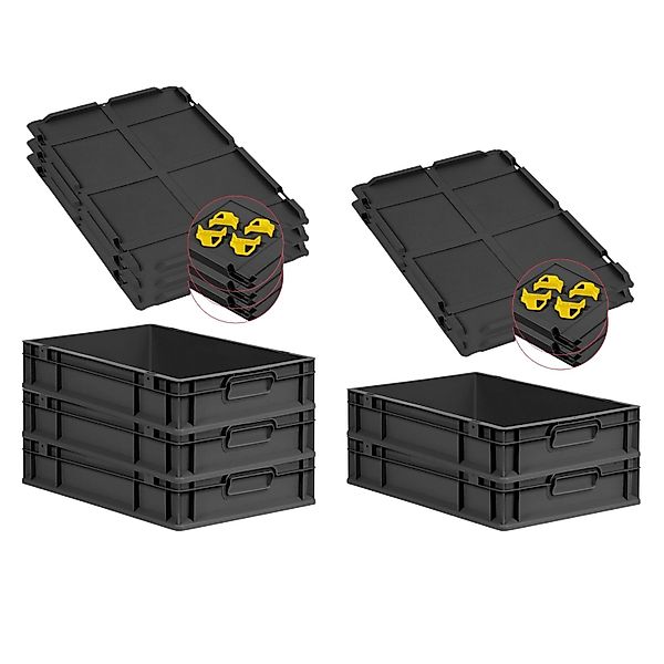 PROREGAL SparSet 5x Eurobox Nextgen Grip Mit Auflagedeckel Und Gelben Versc günstig online kaufen