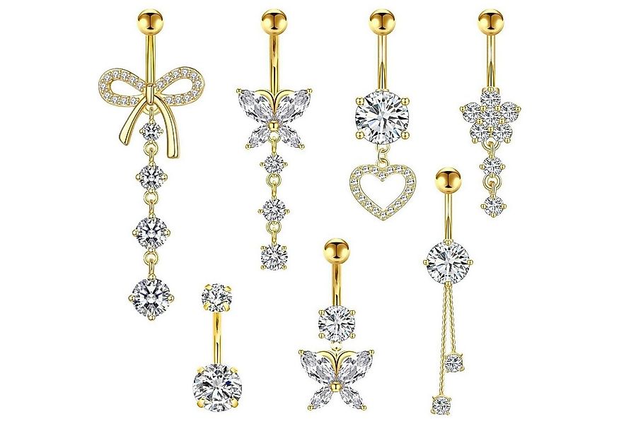 LuxusKollektion Bauchnabelpiercing-Set 7er Set Bauchnabelpiercing Schmetter günstig online kaufen