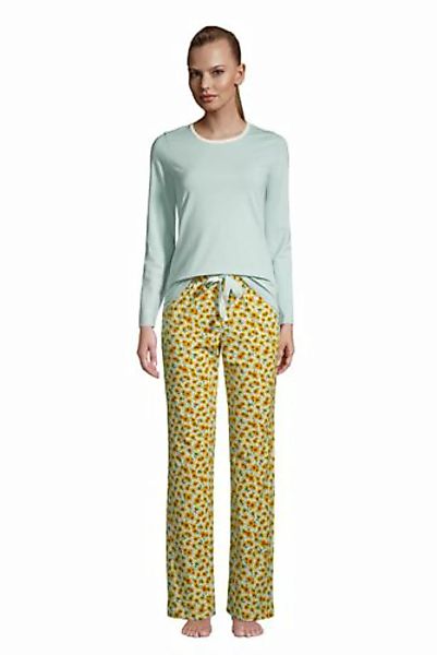 Gemustertes Jersey Pyjama-Set, Damen, Größe: M Normal, Blau, by Lands' End, günstig online kaufen