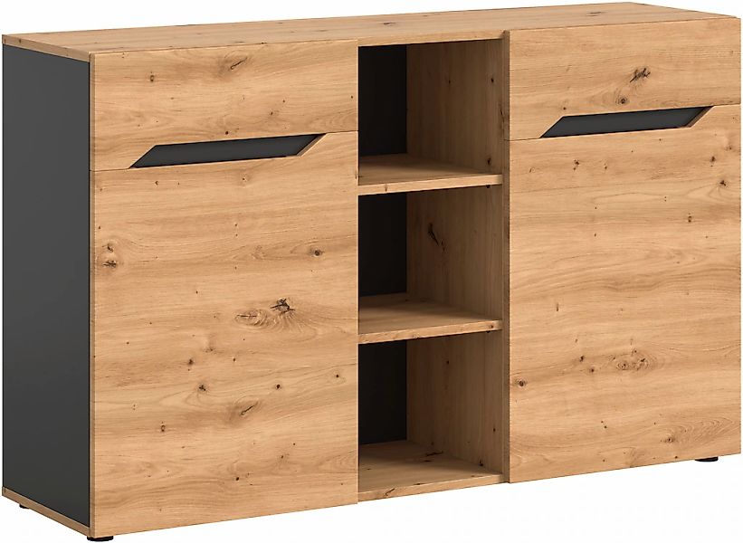 Home affaire Sideboard "SERTA, Breite: 130cm, 2 Türen, 3 offene Fächer, vie günstig online kaufen