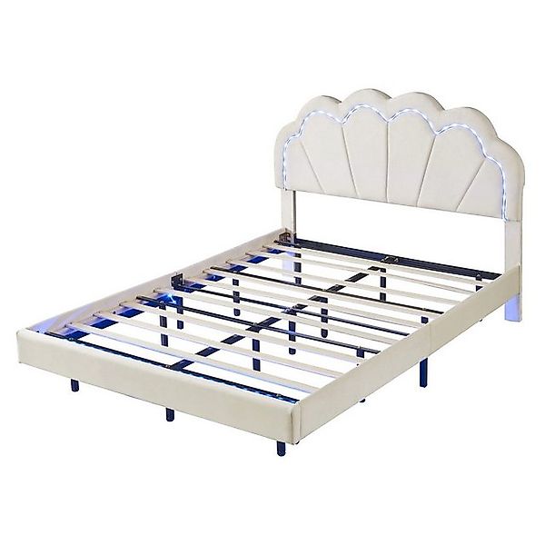 Gotagee Polsterbett Doppelbett 140x200cm Gepolsterter Schwebebett mit LED J günstig online kaufen