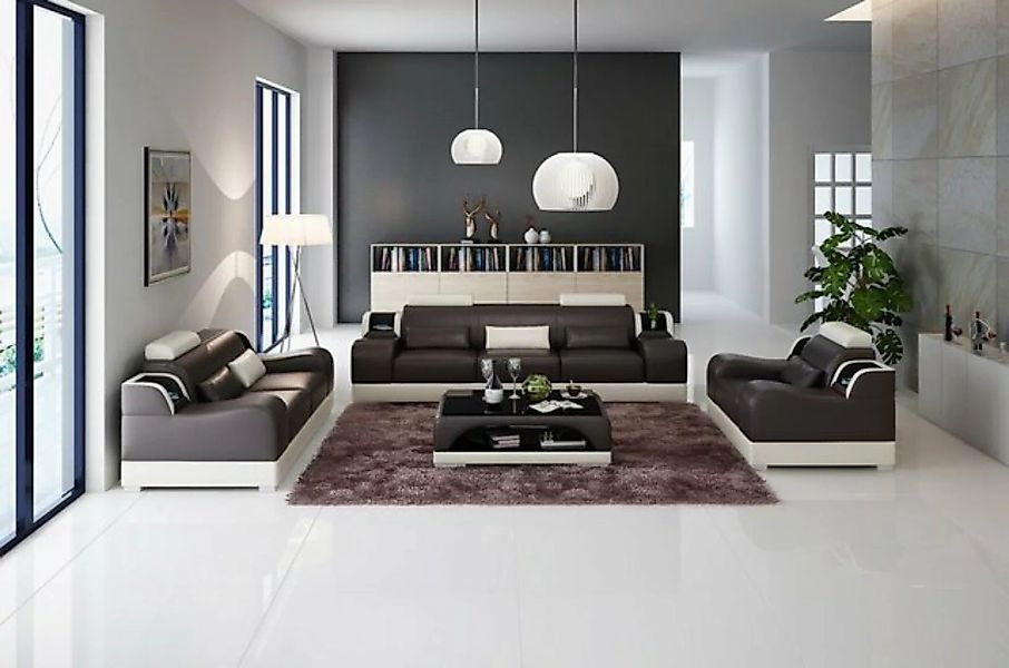 JVmoebel Sofa Designer Sofagarnitur 321 Sitzer Sofa Couch Leder Garnitur, M günstig online kaufen