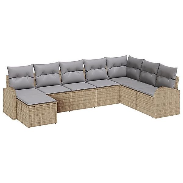 vidaXL Loungesofa Garten Sofaset Set aus 8 Beige Rattan und Stoff Garten So günstig online kaufen
