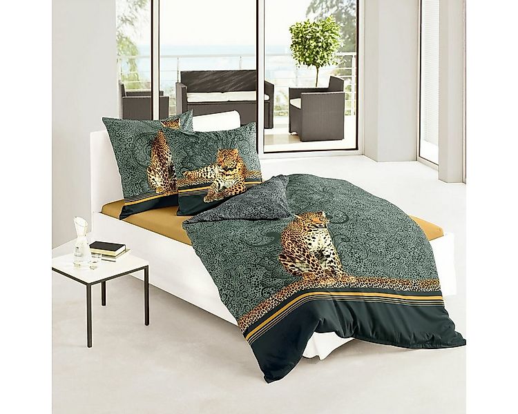 TRAUMSCHLAF Bettwäsche Leopard, Mako Satin, 2 teilig, edles Tiermotiv auf f günstig online kaufen