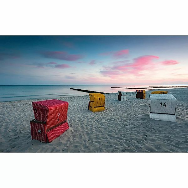 Sanders & Sanders Fototapete Strand Blau Grau und Rosa 450 x 280 cm 612647 günstig online kaufen