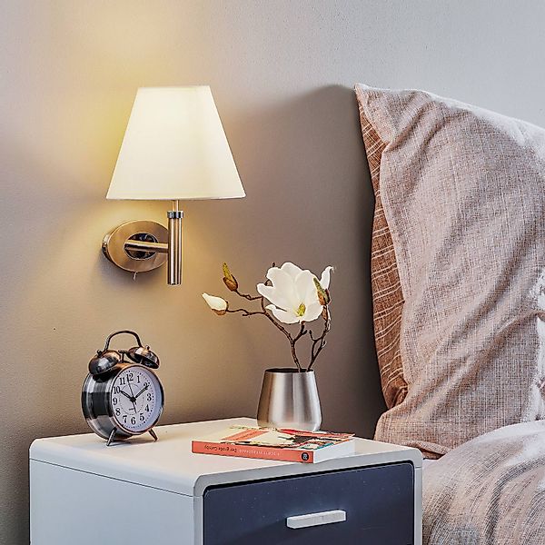 Orion Leuchten Stoff Wandleuchte Kara 1xE27 Satin Weiß günstig online kaufen