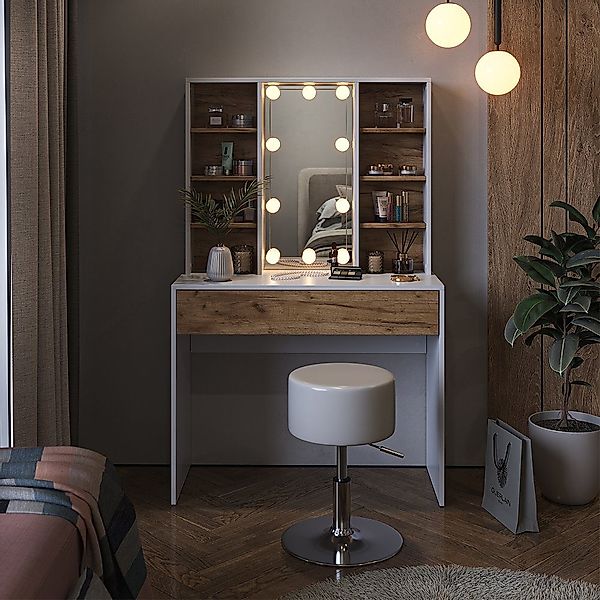 Vicco Schminktisch Alexa, Weiß/Eiche, 93 cm günstig online kaufen