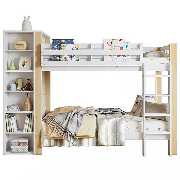 OKWISH Kinderbett Etagenbett Holzbett (90x200 cm mit Gitter und Kleiderschr günstig online kaufen