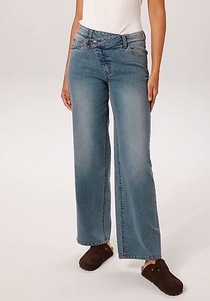 Aniston CASUAL Straight-Jeans mit extravaganten, asymmetrischem Verschluss günstig online kaufen