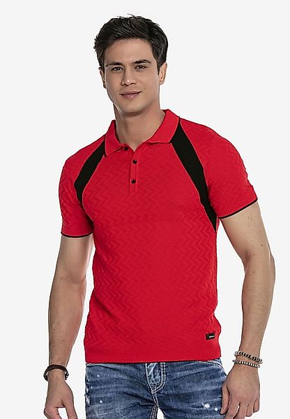 Cipo & Baxx T-Shirt T-Shirt mit dezentem Muster und Kontrast-Elementen günstig online kaufen