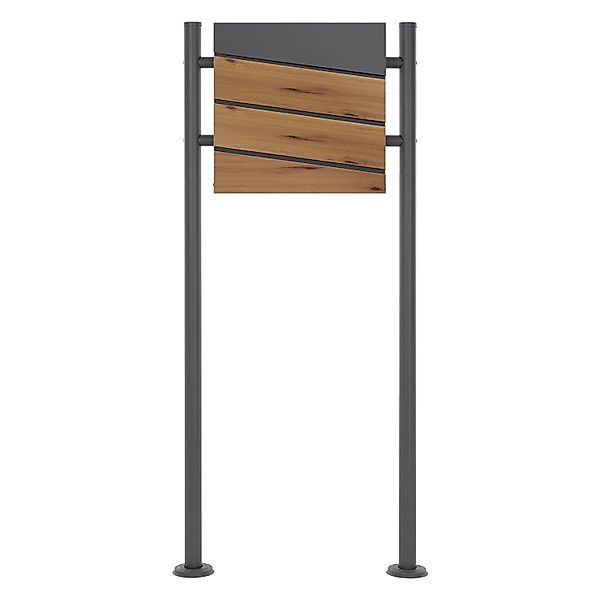 ML-Design Standbriefkasten Anthrazit-Holzoptik mit Zeitungsfach und Pfosten günstig online kaufen