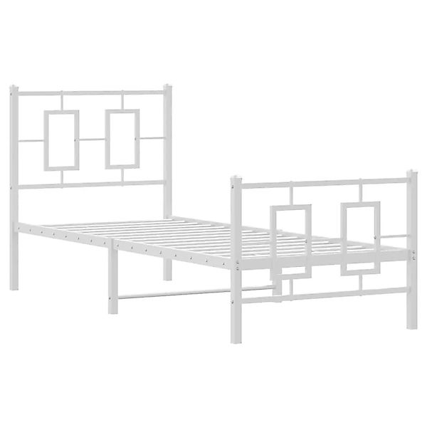 vidaXL Bettgestell mit Kopf- und Fußteil Metall Weiß 75x190 cm 374298 günstig online kaufen