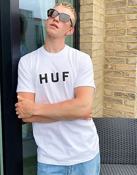 HUF – Essentials OG – T-Shirt mit Logo in Weiß günstig online kaufen