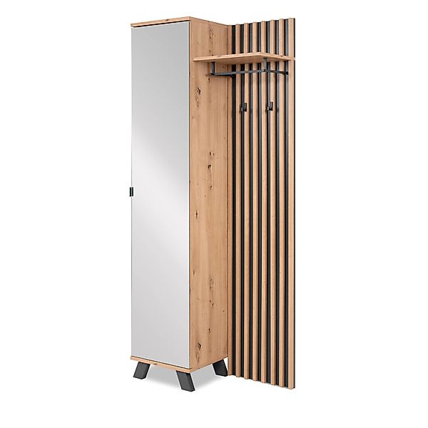 Furn.Design Garderobe Eiche Artisan und Grau 80 cm 3D Lamelle Industrial Ma günstig online kaufen