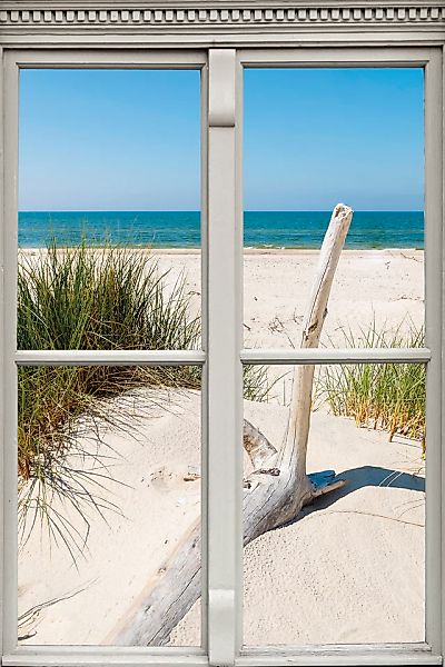 queence Leinwandbild »Langeoog«, Düne-Gräser-Natur-Meer-Fensterblick, (1 St günstig online kaufen