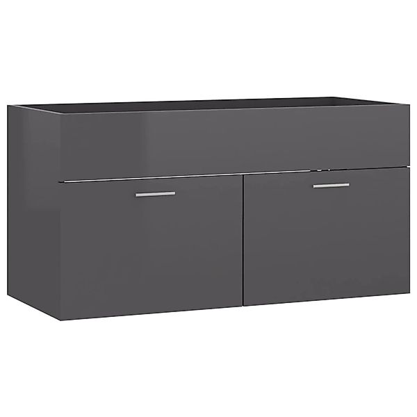 vidaXL Badezimmer-Set Waschbeckenunterschrank Hochglanz-Grau 90x38,5x46cm, günstig online kaufen