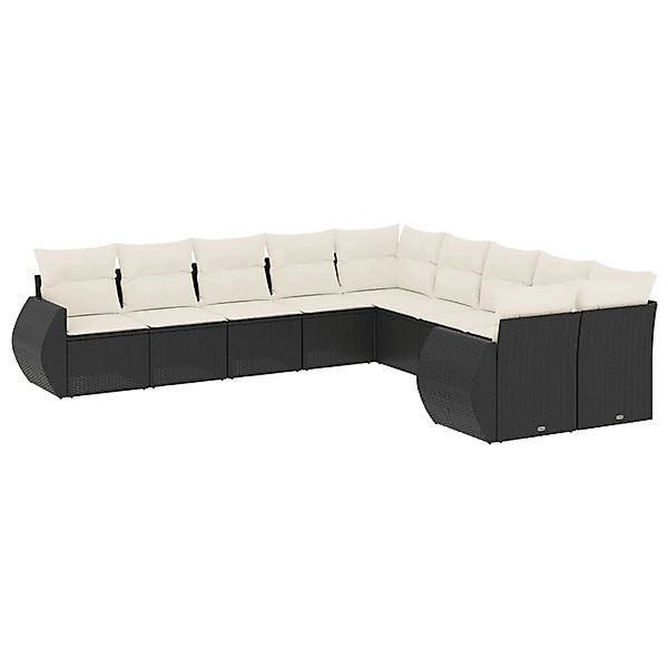 vidaXL 10-Tlg Garten-Sofagarnitur mit Kissen Schwarz Poly Rattan 3254243 günstig online kaufen