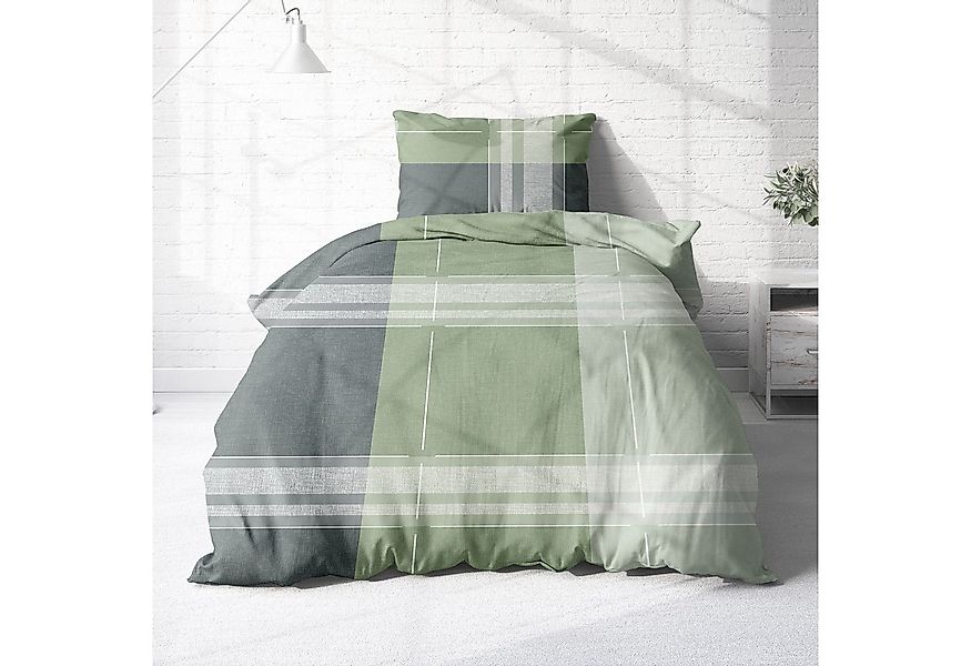 Träumschön Bettwäsche Premium Biber Bettwäsche 135x200 oder 155x220 cm, grü günstig online kaufen