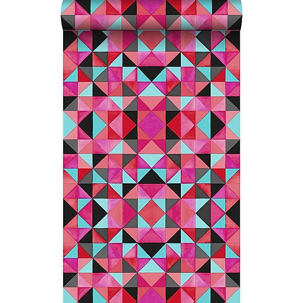 Origin Luxury Wallcoverings Tapete Kubistisches Muster Rot Und Blau 53 Cm X günstig online kaufen