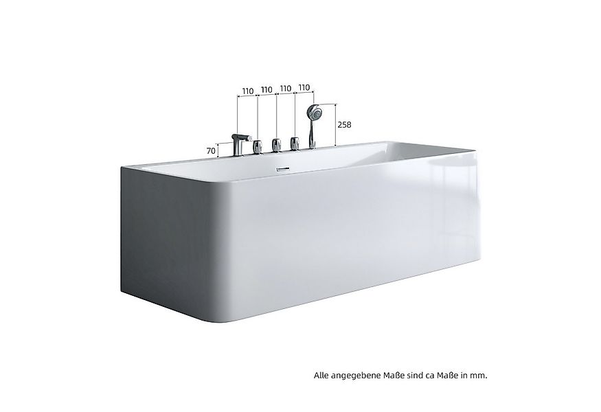 doporro Badewanne Design-Badewanne Freistehend inkl. Ablaufgarnitur B:150-1 günstig online kaufen