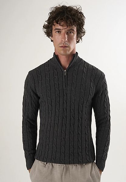 Felix Hardy Stehkragenpullover "Kabelstrick-Pullover mit halbem Reißverschl günstig online kaufen