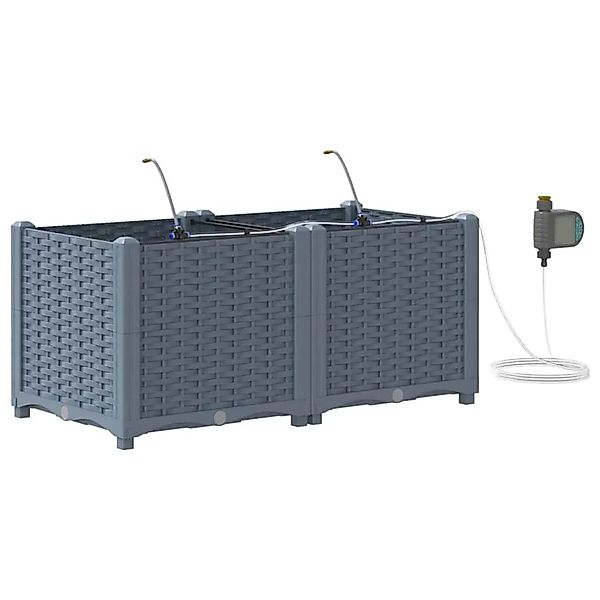 vidaXL Garten-Pflanzgefäß 2 Stk Hellgrau Stahl 42002891 günstig online kaufen