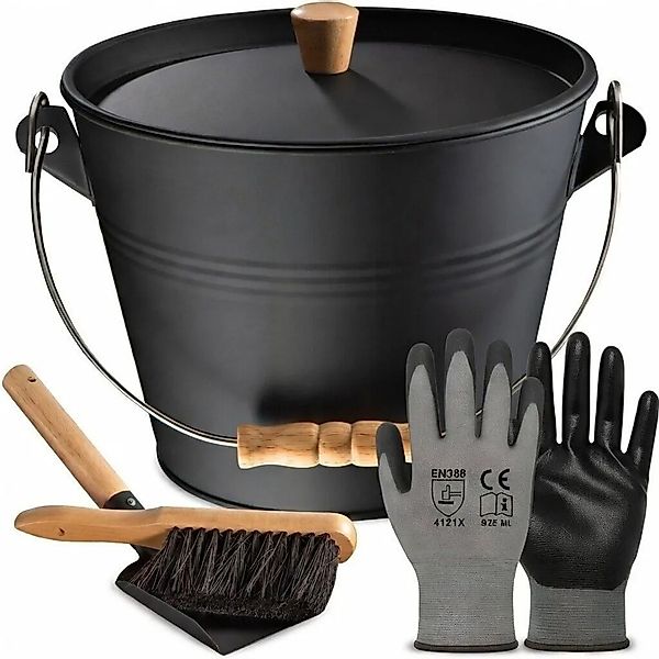 BLACK OAK Ascheeimer PAGO 5L mit Deckel, Holzknopf, Schaufel und Besen – Ko günstig online kaufen
