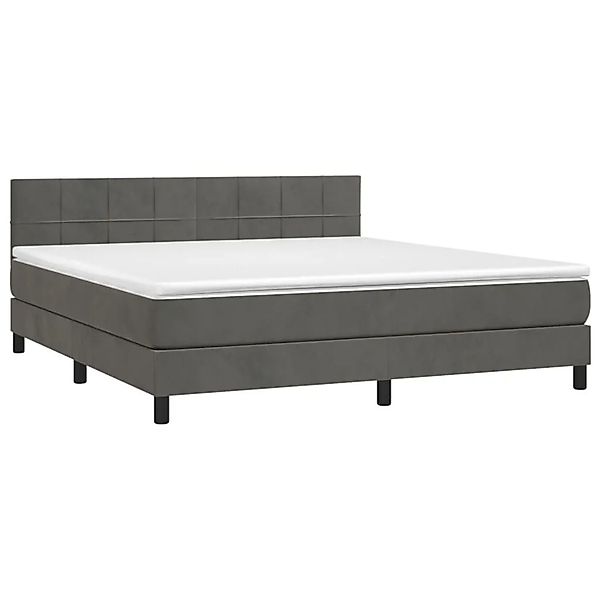 vidaXL Boxspringbett mit Matratze & LED Dunkelgrau 160x200 cm Samt 3134412 günstig online kaufen