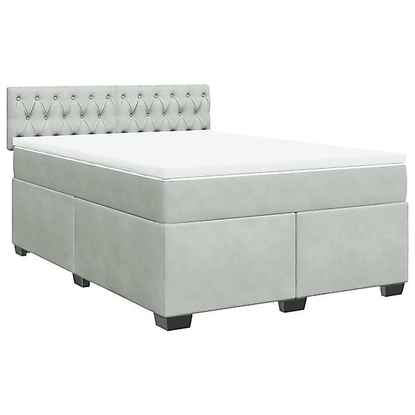 vidaXL Boxspringbett mit Matratze Hellgrau 140x190 cm Samt 3286312 günstig online kaufen