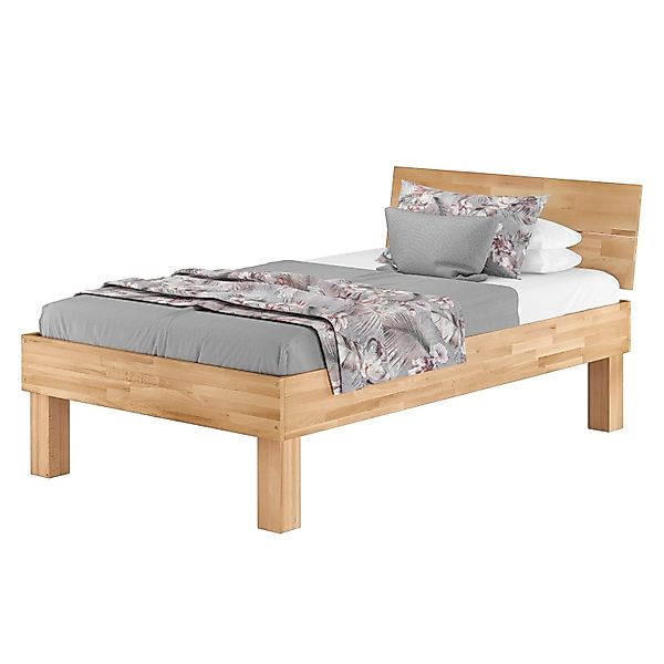 Erst-Holz Echtholzbett Buchenbett 120 x 200 Hohes Massivholzbett Rollrost i günstig online kaufen