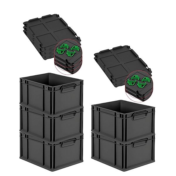 PROREGAL SparSet 5x Eurobox Nextgen Grip Mit Auflagedeckel Und Grünen Versc günstig online kaufen