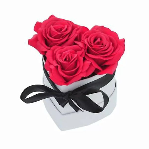 relaxdays Weiße Rosenbox mit 3 Rosen rot/weiß günstig online kaufen