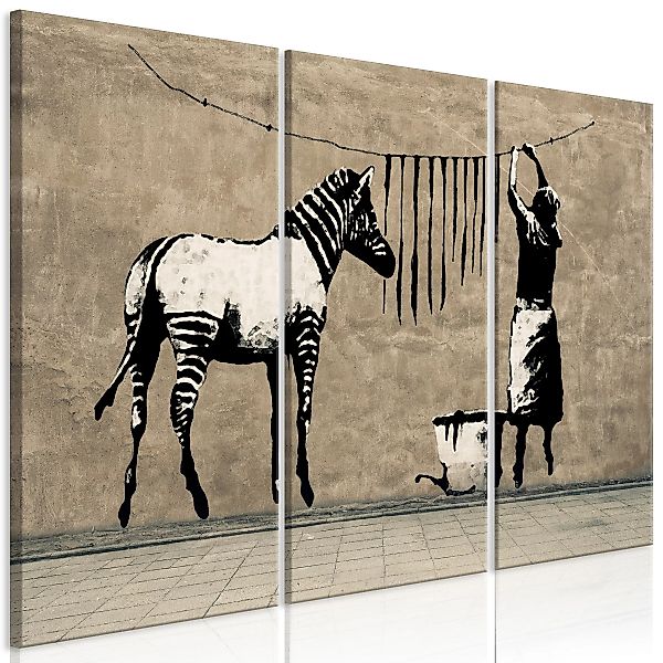 Wandbild - Banksy: Washing Zebra On Concrete (3 Parts) günstig online kaufen