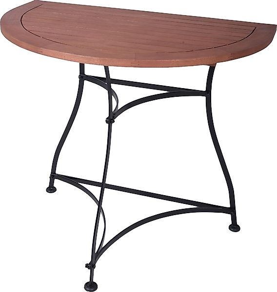 Garden Pleasure Gartentisch Wien Halbrund Holz Braun-Schwarz 85 cm x 54 cm günstig online kaufen