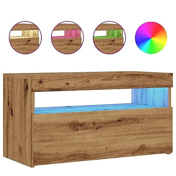 vidaXL Schrankmodule TV-Schrank mit LED-Leuchten Artisan-Eiche 75x35x40 cm günstig online kaufen