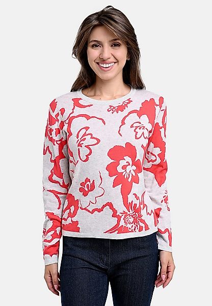 BICALLA Strickpullover Strickpullover mit Blütenmuster in Rot/Hellgrau (1-t günstig online kaufen