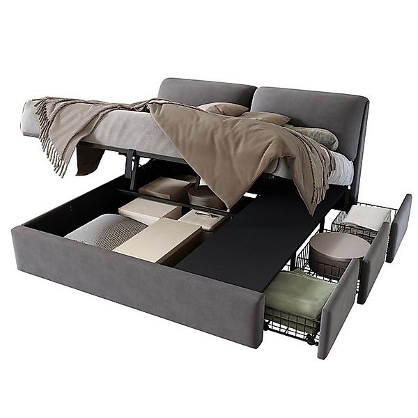 OKWISH Polsterbett Hydraulisches Bett (140*200cm, ohne Matratze), mit 3 Sch günstig online kaufen