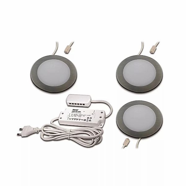 LED-Möbeleinbaulampe FAR 58 stahl 3x-Set 3W 3.000K günstig online kaufen