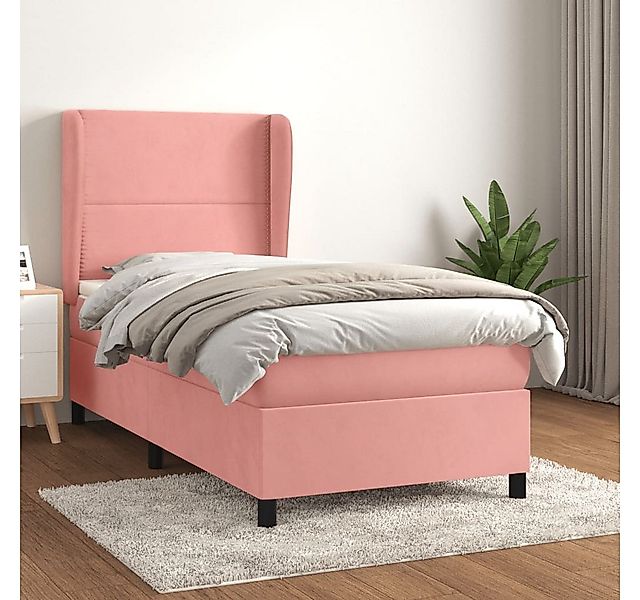 vidaXL Boxspringbett Boxspringbett mit Matratze Rosa 90x200 cm Samt Bett Be günstig online kaufen